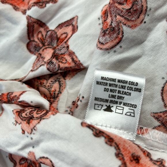 Everlily paisley patterned white and red puffed sleeve smocked milkmaid dress, L - Picture 9 of 9